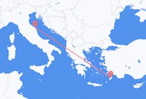 Flyg från Ancona till Rhodes, England