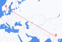 Flyg från Kunming, Kina till Rörbäcksnäs, Sverige