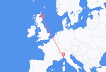 Flyg från Aberdeen, Skottland till Genua, Italien