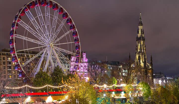 Edinburghs julelys og festlig svart taxi tur