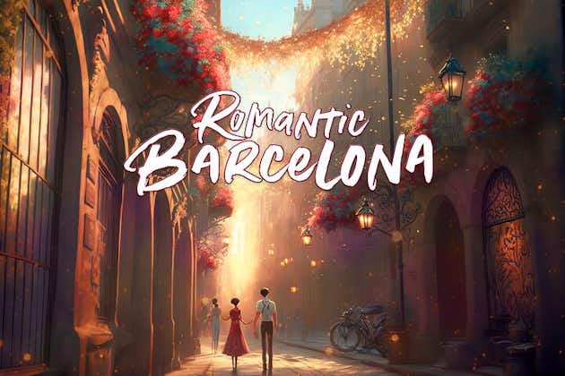 Romantisk utendørs fluktspill i Barcelona, det gotiske distriktet