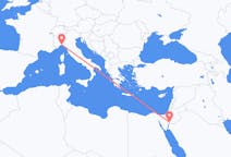 Vluchten van Akaba, Jordanië naar Genua, Italië