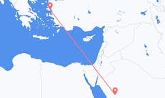 Vluchten van Al-`Ula, Saoedi-Arabië naar Mytilini, Griekenland