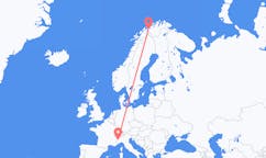 Vluchten van Sørkjosen, Noorwegen naar Turijn, Italië