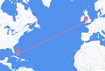 Flyreiser fra Rock Sound, Bahamas til Cardiff, Wales