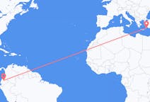 Flyg från Quito till Rhodes, England