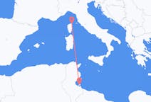 Vluchten van Djerba, Tunesië naar Bastia, Vercelli, Frankrijk