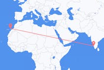 인도 코지코드에서 출발해 스페인 란사로테에게(으)로 가는 항공편