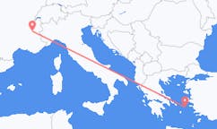出发地 法国格勒诺布尔目的地 希腊伊卡利亚岛的航班