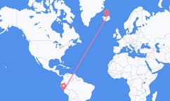 Flyg från staden Lima, Peru till staden Akureyri, Island