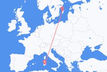 Lennot Visbystä, Ruotsi Cagliariin, Italia