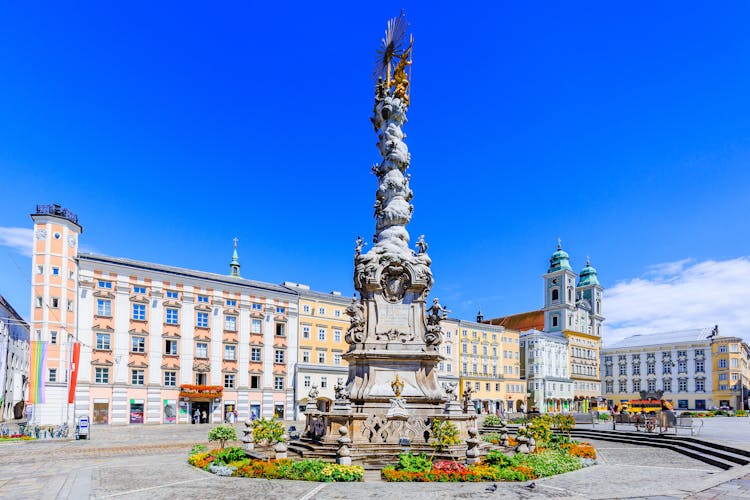 Photo of Linz, Austria. Holy Trinity column on the Main Square.