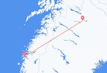 Lennot Sandnessjøenistä, Norja Kiirunaan, Ruotsi