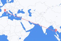 Flyg från Bokpyin, Myanmar (Burma) till Marseille, Frankrike