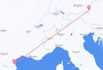 Flyreiser fra Perpignan, Frankrike til Salzburg, Østerrike