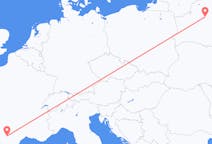 Flyg från Minsk, Vitryssland till Toulouse, Frankrike