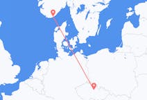 Vols depuis la ville de Pardubice vers la ville de Kristiansand