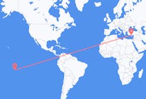 Flyreiser fra Manihi, Fransk Polynesia til Gazipaşa, Tyrkia