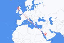 Flyreiser fra Al Bahah, Saudi-Arabia til Belfast, Nord-Irland