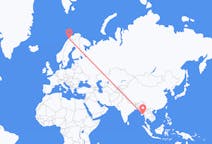 Flyg från Rangoon, Myanmar (Burma) till Bardufoss, Norge