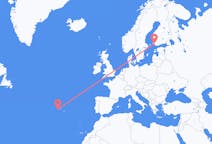Flights from Horta, Azores, Portugal to Turku, Finland