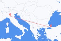 イタリアのパルマから、トルコのイスタンブールまでのフライト