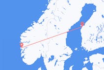 Flyreiser fra Bergen, Norge til Vasa, Finland