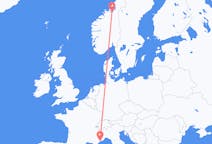 Flyg från Nice, Frankrike till Trondheim, Norge