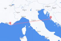 Flyg från Zadar, Kroatien till Toulon, Frankrike