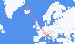 アイスランドのグリムジーから、イタリアのローマまでのフライト