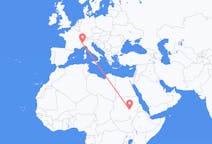 Flyg från Khartoum, Sudan till Turin, Italien