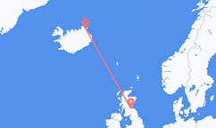 Loty z Thorshofn, Islandia z Edynburg, Szkocja