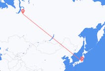 Vluchten van Tokio naar Novy Oerengoj