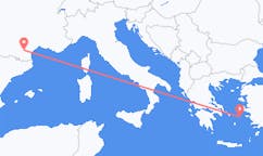 フランスのカルカソンヌから、ギリシャのイカリア島までのフライト