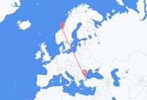 Flyreiser fra Burgas, Bulgaria til Trondheim, Norge
