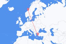 Flights from Leros, Greece to Trondheim, Norway