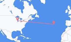 Flyreiser fra Milwaukee, USA til Horta, Portugal