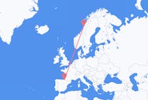 Lennot Sandnessjøenistä, Norja San Sebastianiin, Espanja