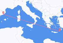 Vluchten van Karpathos, Griekenland naar Barcelona, Spanje