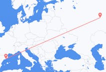 Fly fra Nizjnekamsk til Barcelona