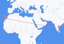 Flyreiser fra Chennai, India til Lanzarote, Spania