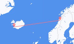 Flyrejser fra Mo i Rana, Norge til Reykjavík, Island