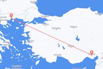 Vols d’Adana, Turquie vers la préfecture de Kavala, Grèce