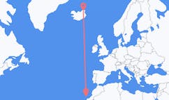 アイスランドのトールスホーンからから、スペインのランサローテ島までのフライト
