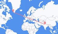 Flyrejser fra New Delhi, Indien til Paamiut, Grønland