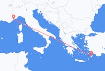 Vluchten van Nice, Frankrijk naar Rhodos, Griekenland