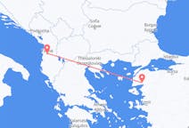 Vluchten van Edremit, Turkije naar Tirana, Albanië