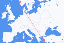 出发地 希腊出发地 卡林诺斯岛目的地 挪威斯塔万格的航班