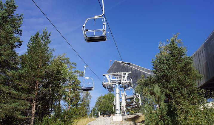 Photo of cable car in Holmenkollen on a sunny day, Oslo, Norway.