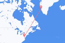 Flyreiser fra Washington D. C. , til Nuuk
